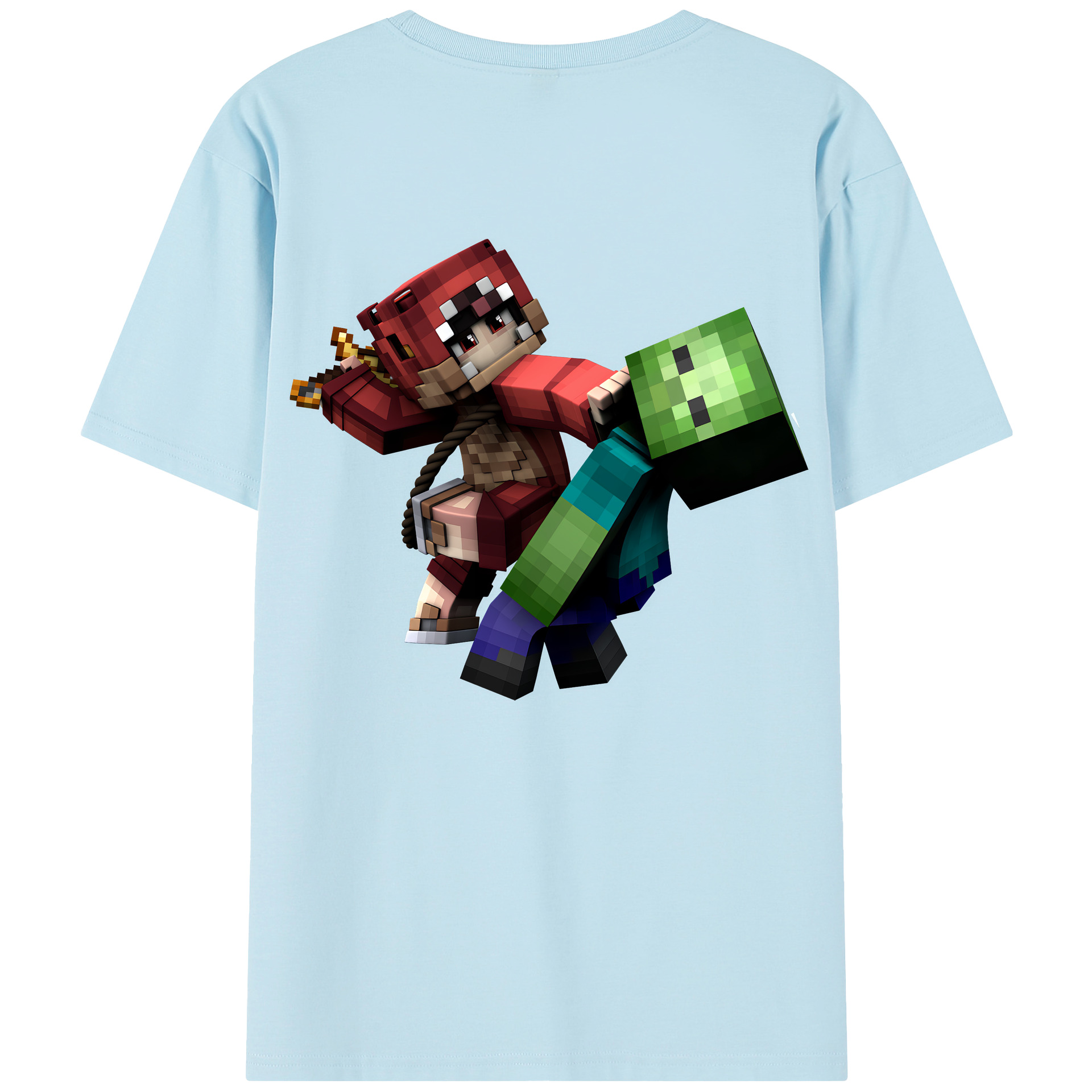 （画像用） マインクラフト ブロックの世界 Minecraft MC Block world 綿100％半袖Tシャツ（背面プリント）